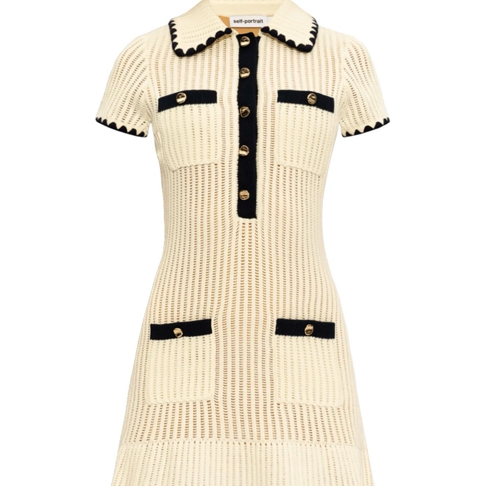 Self-Portrait Cream and Black Mini Dress